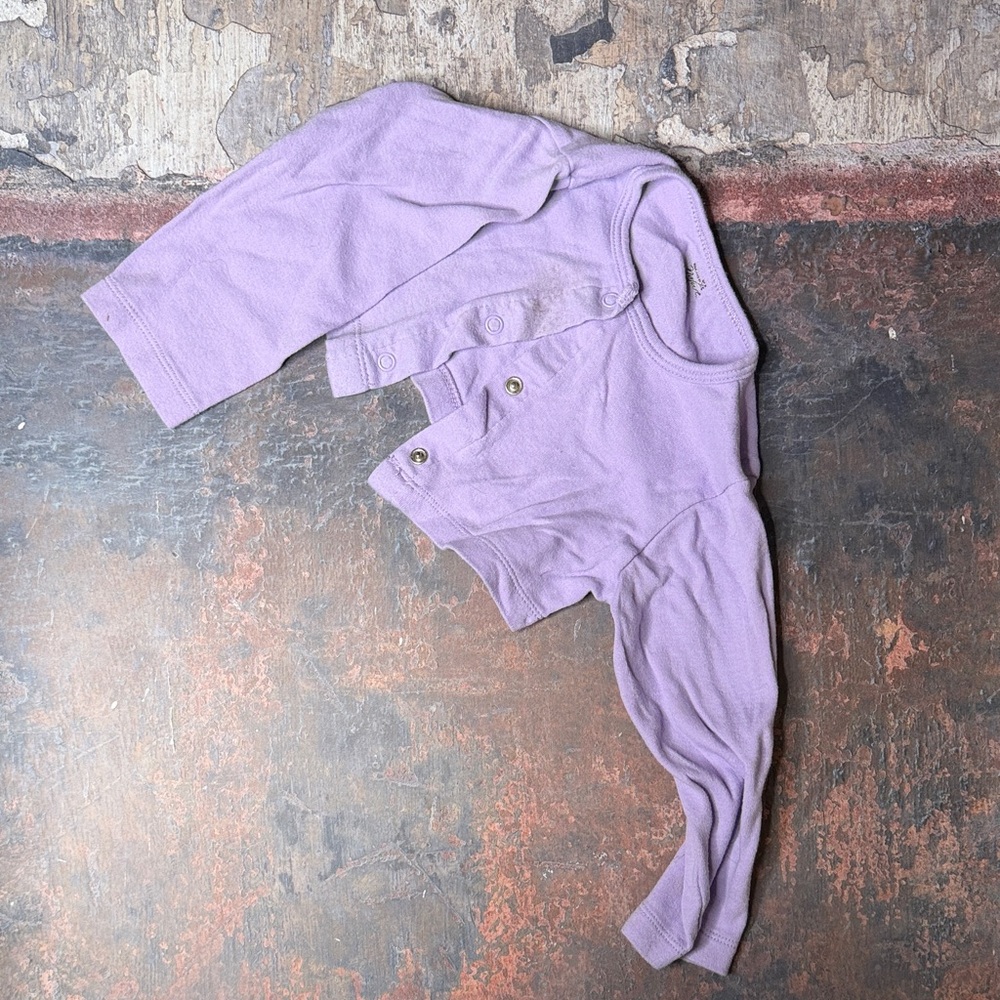 (5for$10)Lavender Floral Kids Dress with Long Sleeve Blouse/ 100% organic cotton - Picture 5 of 7